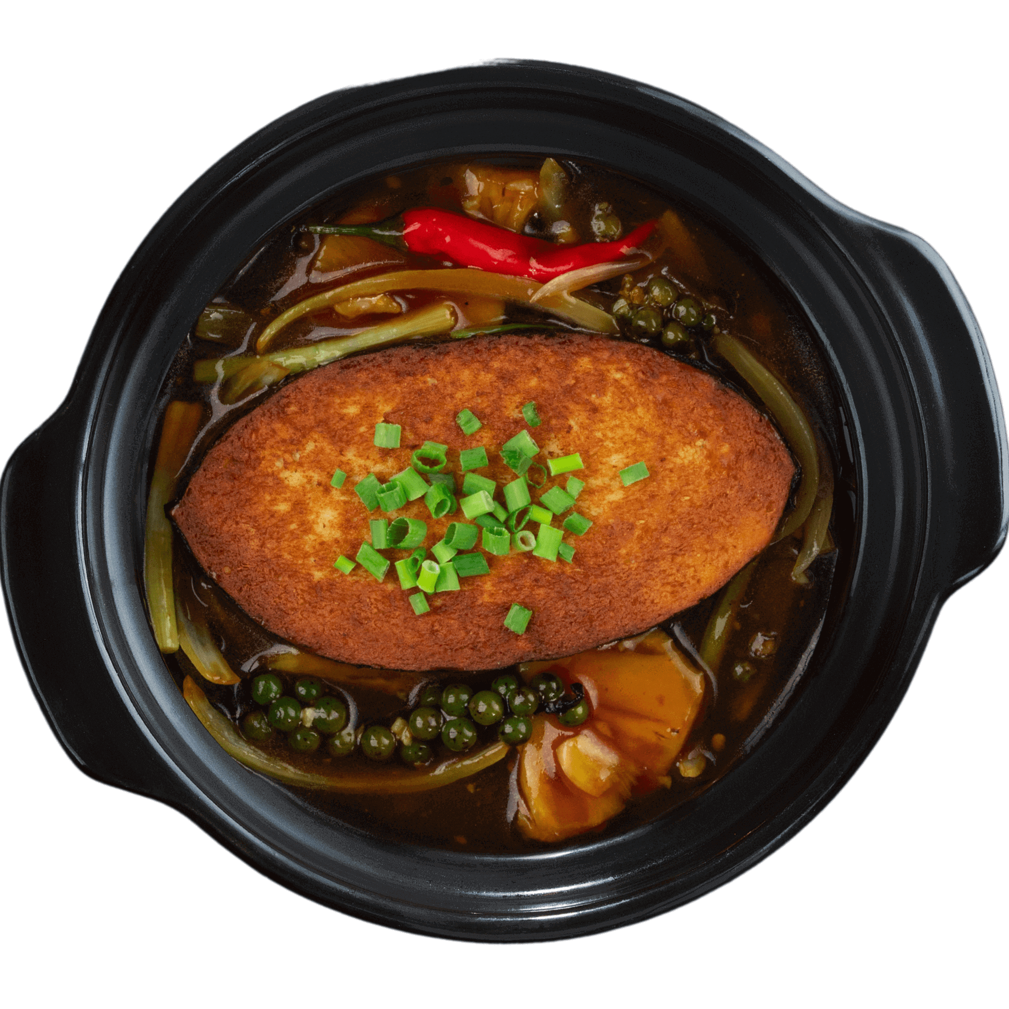 Cá Thu Vegan Kho Thơm/ Caramelized Vegan Mackerel & Pineapple in Vegan Oyster Sauce